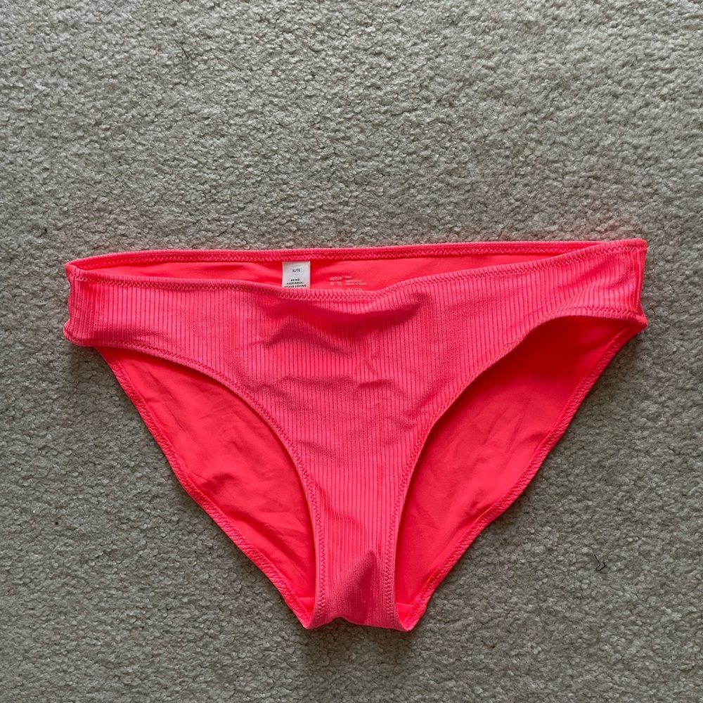 Aerie neon pink ribbed bikini bottom, NWOT